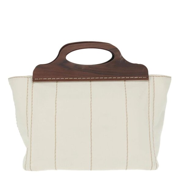 PRADA Canapalage Hand Bag Canvas White Silver 1BG350 Auth 101308SV - Picture 3 of 15